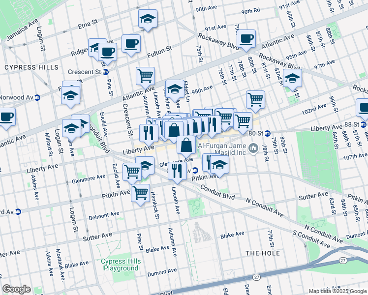 map of restaurants, bars, coffee shops, grocery stores, and more near in Brooklyn