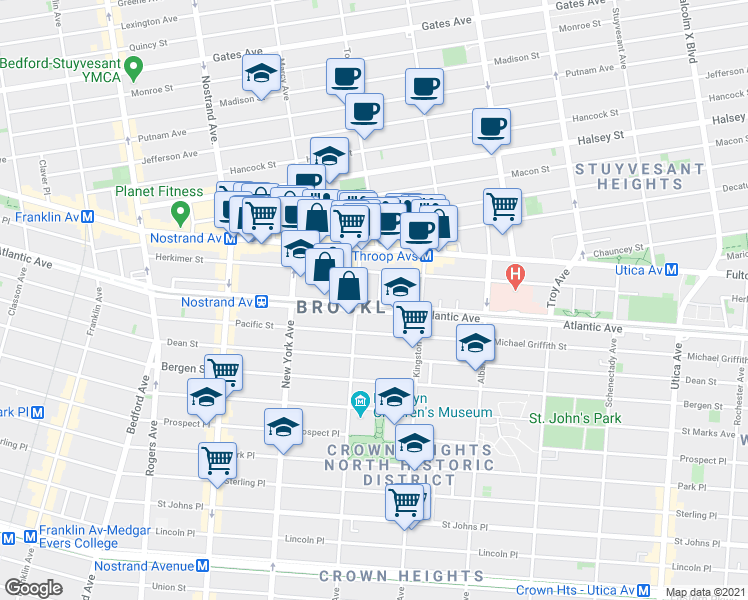 map of restaurants, bars, coffee shops, grocery stores, and more near in Brooklyn