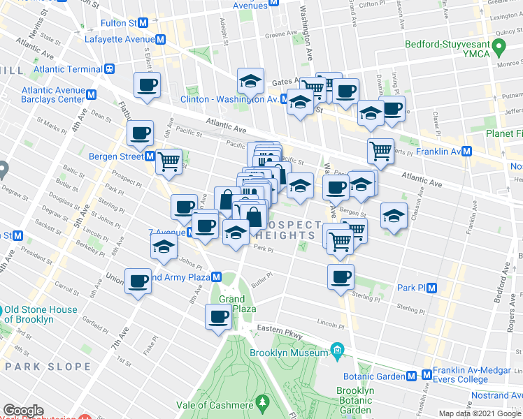 map of restaurants, bars, coffee shops, grocery stores, and more near in Brooklyn