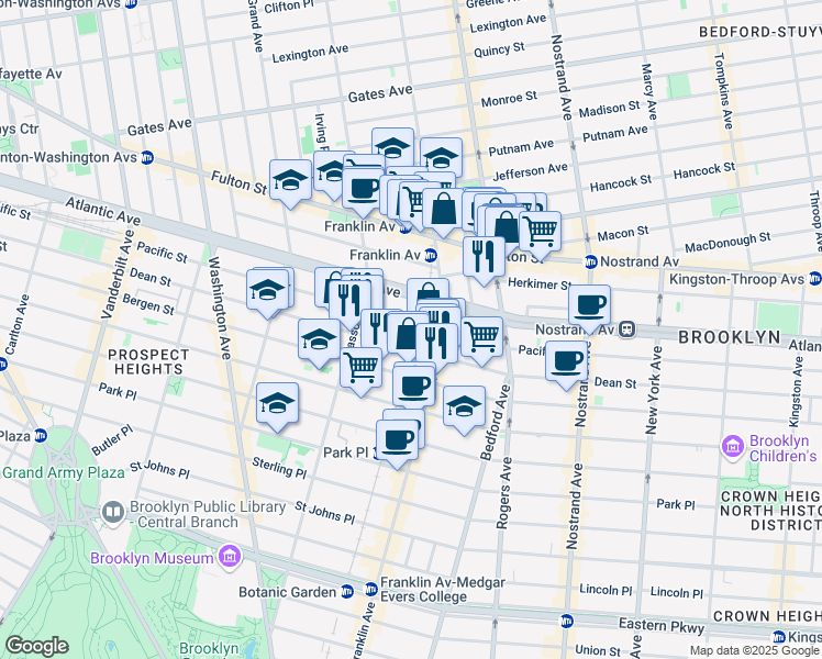 map of restaurants, bars, coffee shops, grocery stores, and more near 1035 Dean Street in Brooklyn