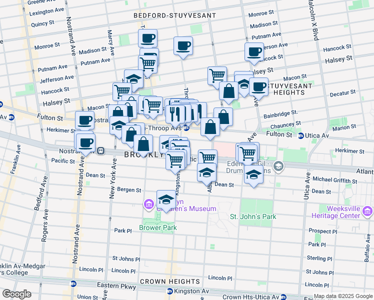 map of restaurants, bars, coffee shops, grocery stores, and more near 15 Alice Court in Brooklyn