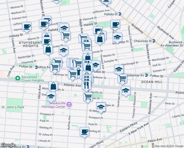 map of restaurants, bars, coffee shops, grocery stores, and more near in Brooklyn