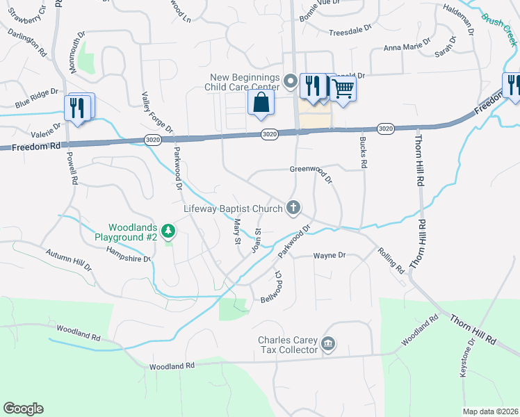 map of restaurants, bars, coffee shops, grocery stores, and more near 600 Joan Street in Cranberry Township