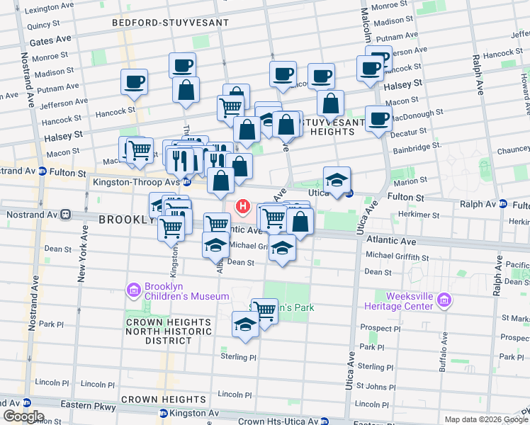 map of restaurants, bars, coffee shops, grocery stores, and more near 508 Herkimer Street in Brooklyn