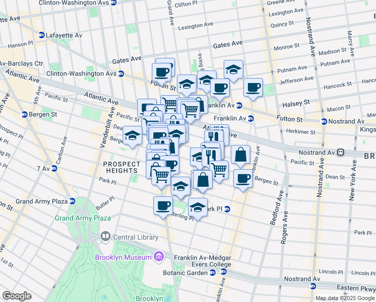 map of restaurants, bars, coffee shops, grocery stores, and more near 892 Dean Street in Brooklyn