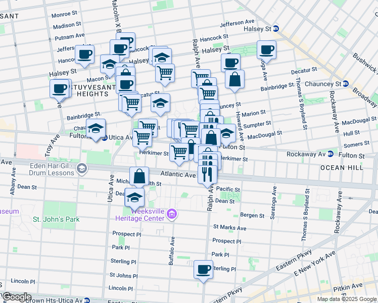 map of restaurants, bars, coffee shops, grocery stores, and more near in Brooklyn