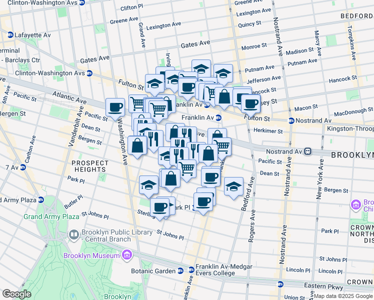 map of restaurants, bars, coffee shops, grocery stores, and more near 630 Classon Avenue in Brooklyn