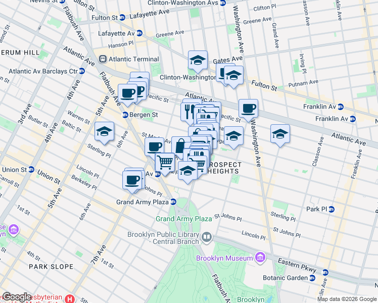 map of restaurants, bars, coffee shops, grocery stores, and more near 212 Saint Marks Avenue in Brooklyn
