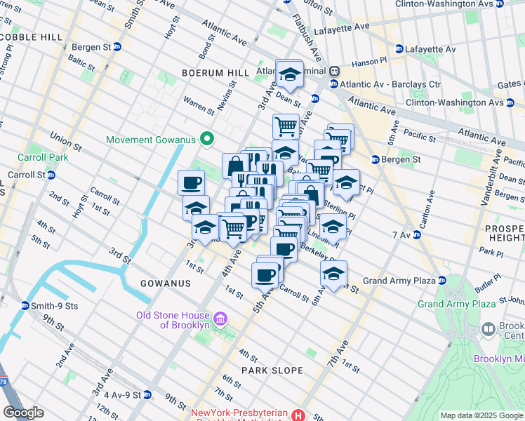 map of restaurants, bars, coffee shops, grocery stores, and more near 649 Degraw Street in Brooklyn