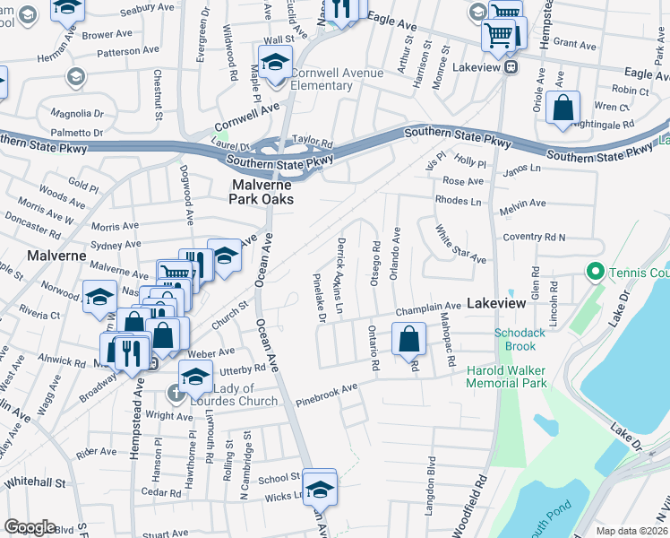 map of restaurants, bars, coffee shops, grocery stores, and more near 926 Derrick Adkins Ln in West Hempstead
