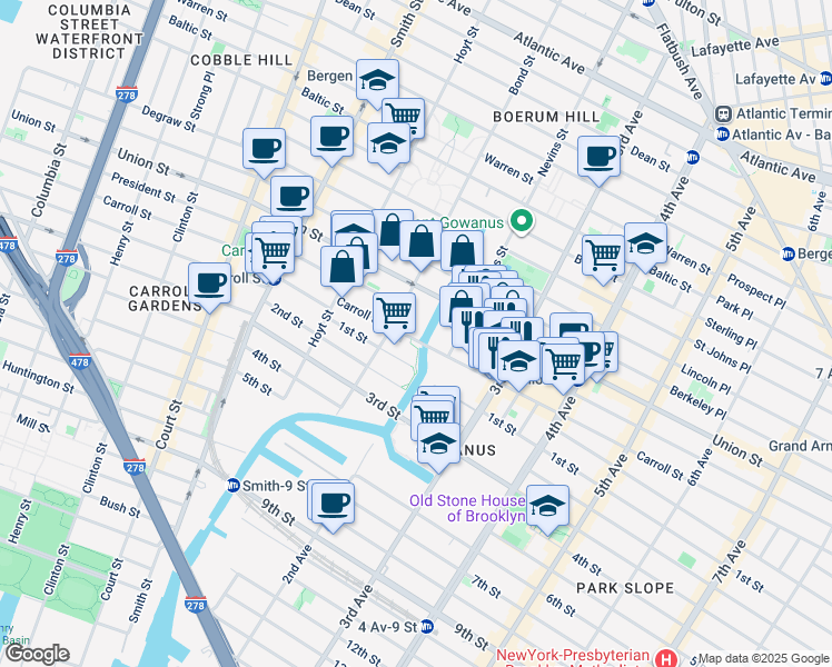 map of restaurants, bars, coffee shops, grocery stores, and more near 395 Carroll Street in Brooklyn