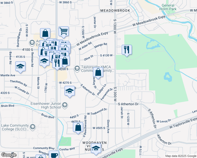 map of restaurants, bars, coffee shops, grocery stores, and more near 4250 1380 West in Taylorsville