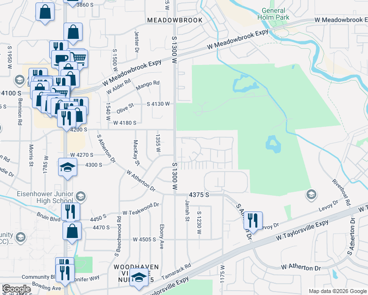 map of restaurants, bars, coffee shops, grocery stores, and more near 4249 South Gloucester Court in Taylorsville