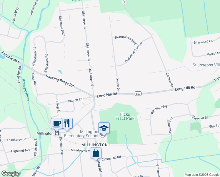 map of restaurants, bars, coffee shops, grocery stores, and more near 1690 Long Hill Road in Long Hill