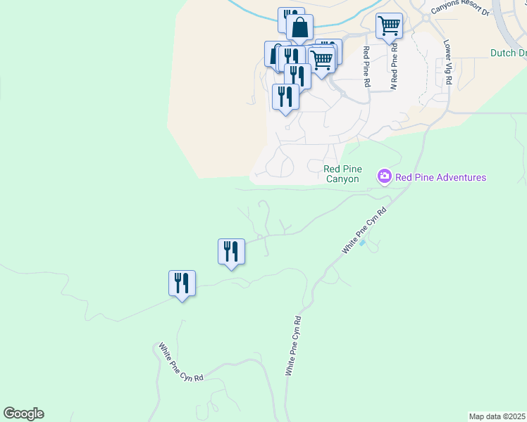 map of restaurants, bars, coffee shops, grocery stores, and more near 2470 West White Pine Lane in Park City