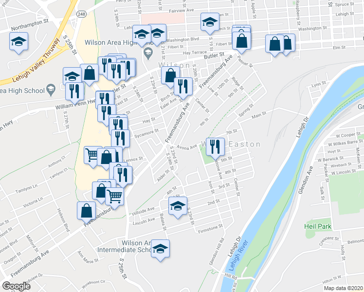 map of restaurants, bars, coffee shops, grocery stores, and more near 701 Sterlingworth Terrace in Easton