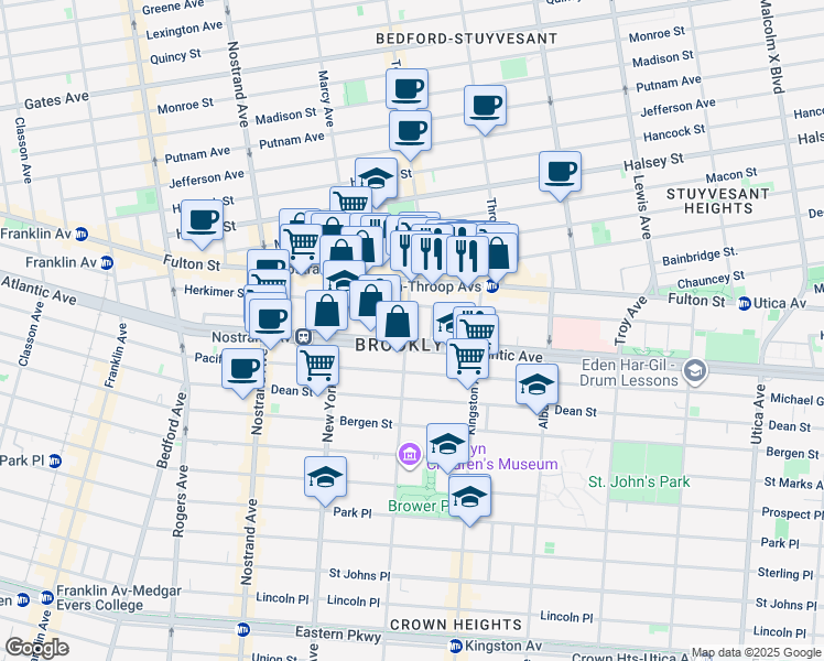 map of restaurants, bars, coffee shops, grocery stores, and more near in Brooklyn