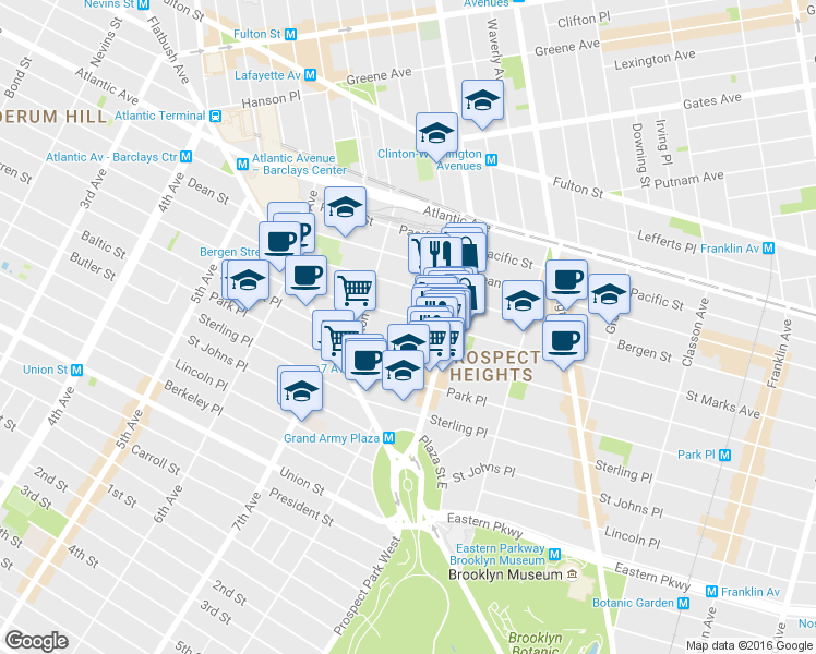 map of restaurants, bars, coffee shops, grocery stores, and more near 212 Saint Marks Avenue in Brooklyn