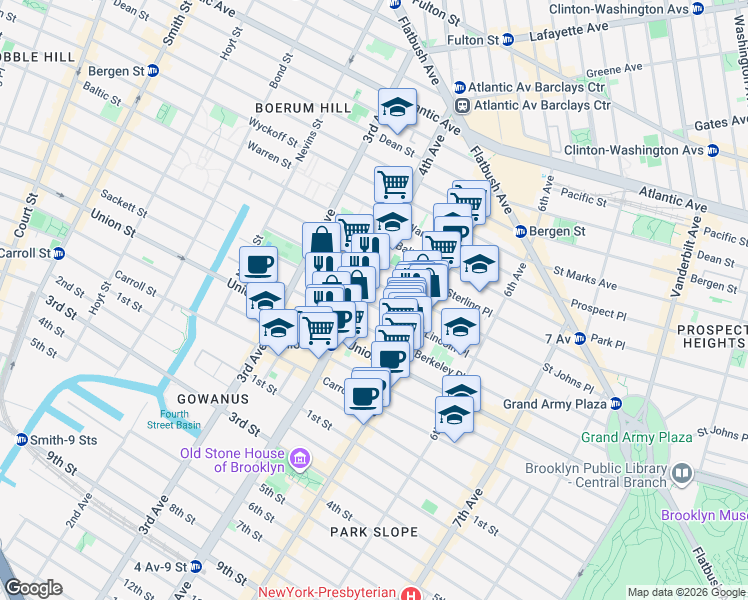 map of restaurants, bars, coffee shops, grocery stores, and more near 651 Degraw Street in Brooklyn