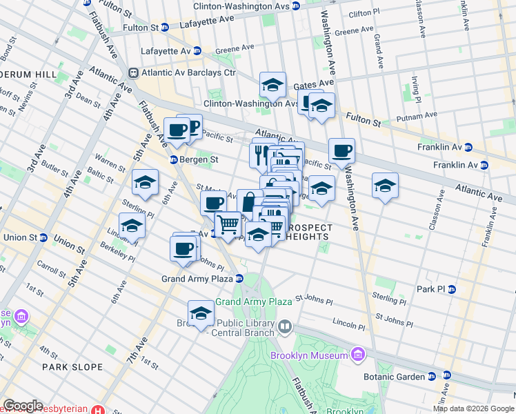 map of restaurants, bars, coffee shops, grocery stores, and more near 200 Saint Marks Avenue in Brooklyn