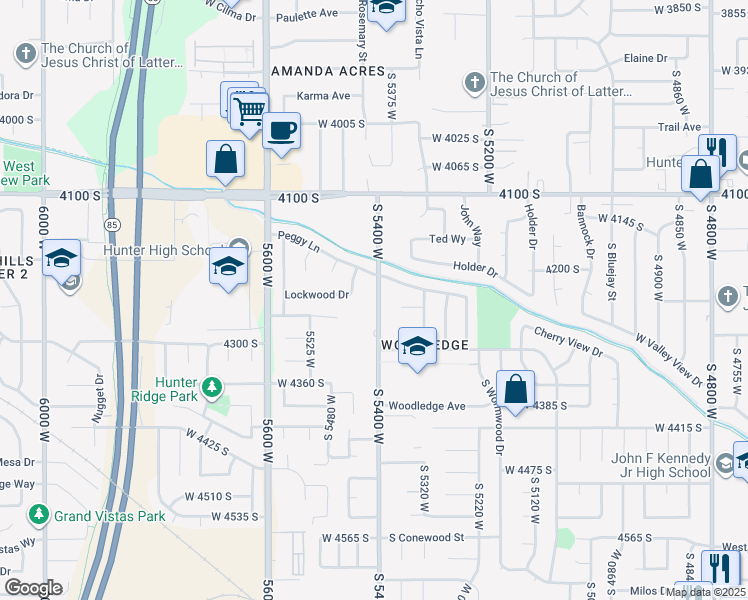 map of restaurants, bars, coffee shops, grocery stores, and more near 4242 South 5400 West in West Valley City