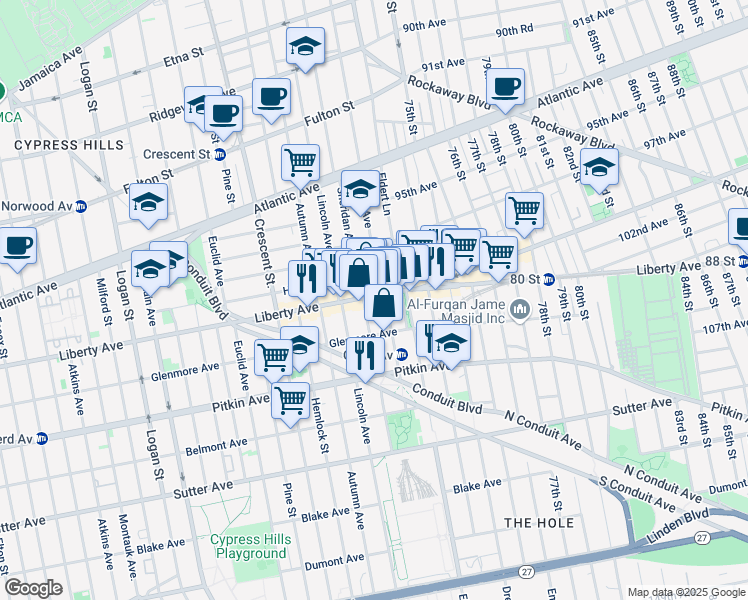 map of restaurants, bars, coffee shops, grocery stores, and more near in Brooklyn