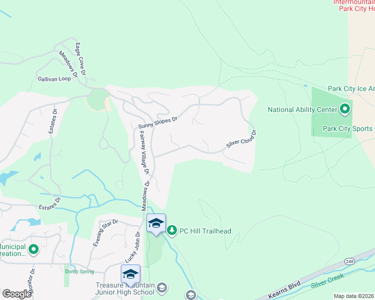 map of restaurants, bars, coffee shops, grocery stores, and more near 2490 Silver Cloud Drive in Park City