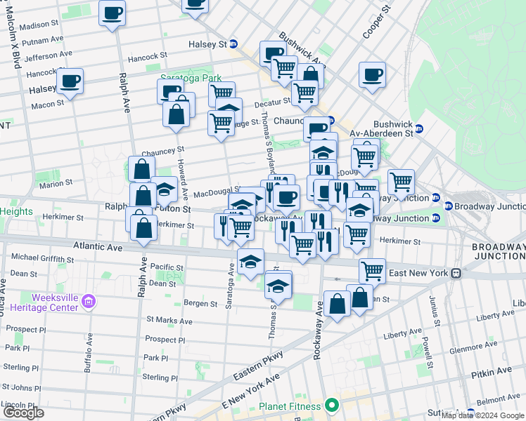 map of restaurants, bars, coffee shops, grocery stores, and more near in Brooklyn