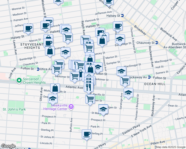 map of restaurants, bars, coffee shops, grocery stores, and more near in Brooklyn