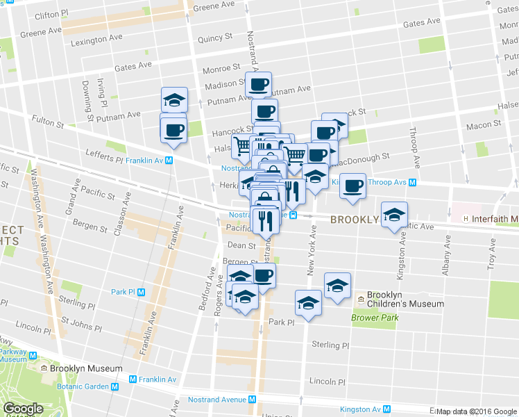 map of restaurants, bars, coffee shops, grocery stores, and more near in Brooklyn