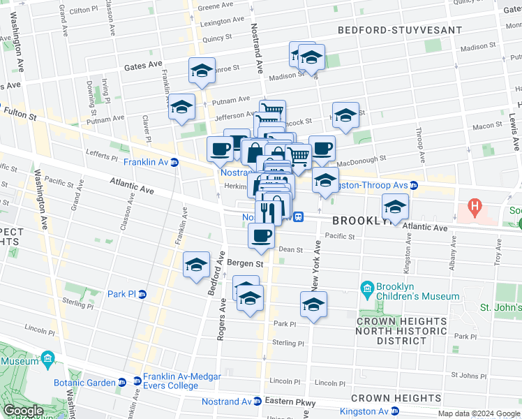 map of restaurants, bars, coffee shops, grocery stores, and more near in Brooklyn
