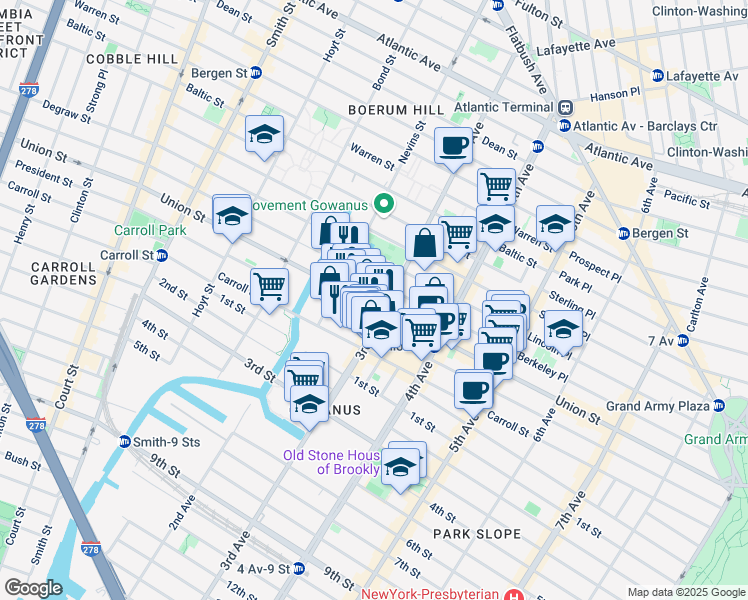 map of restaurants, bars, coffee shops, grocery stores, and more near 546 Union Street in Brooklyn