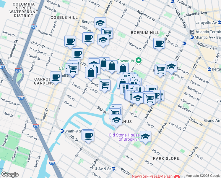 map of restaurants, bars, coffee shops, grocery stores, and more near 395 Carroll Street in Brooklyn