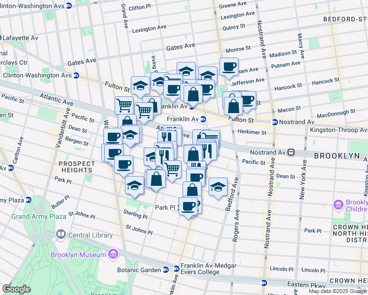 map of restaurants, bars, coffee shops, grocery stores, and more near 1062 Pacific Street in Brooklyn