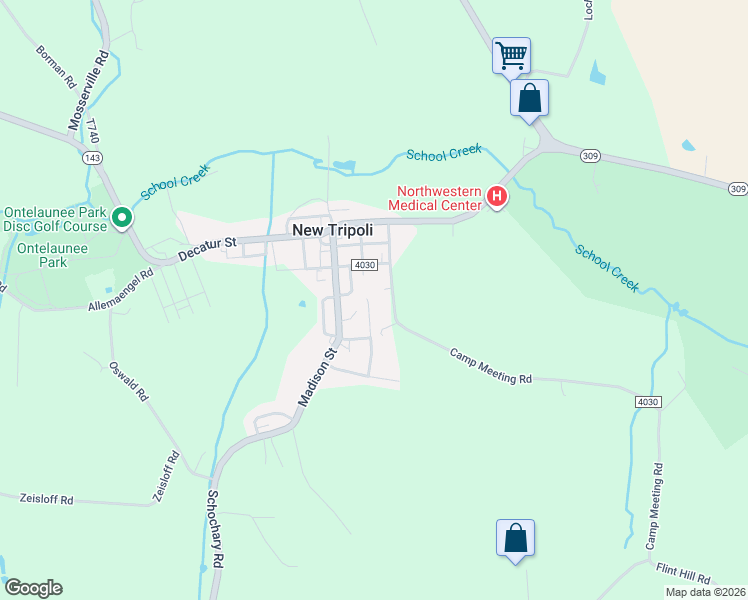 map of restaurants, bars, coffee shops, grocery stores, and more near 6705 Jefferson Court in New Tripoli