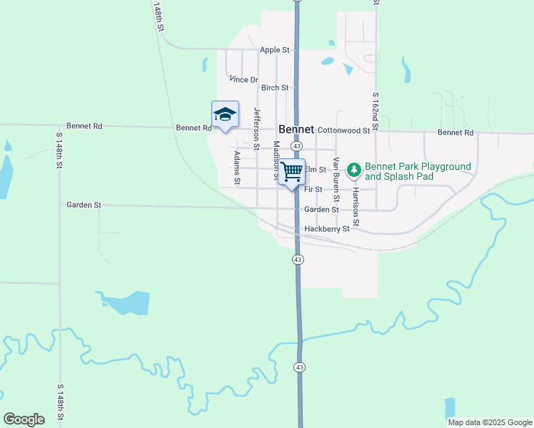map of restaurants, bars, coffee shops, grocery stores, and more near 265 Garden Street in Bennet