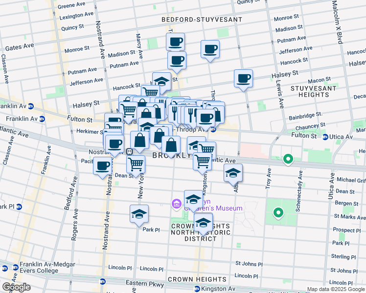 map of restaurants, bars, coffee shops, grocery stores, and more near in Brooklyn