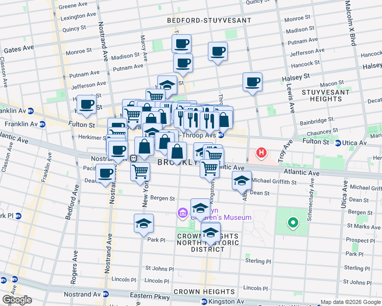 map of restaurants, bars, coffee shops, grocery stores, and more near in Brooklyn