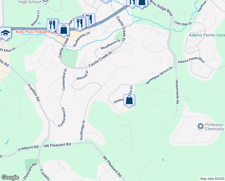 map of restaurants, bars, coffee shops, grocery stores, and more near 767 Norwegian Spruce Drive in Mars