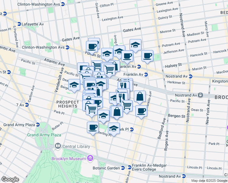 map of restaurants, bars, coffee shops, grocery stores, and more near 892 Dean Street in Brooklyn