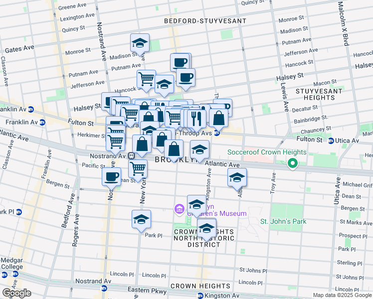 map of restaurants, bars, coffee shops, grocery stores, and more near in Brooklyn