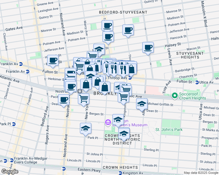 map of restaurants, bars, coffee shops, grocery stores, and more near in Brooklyn