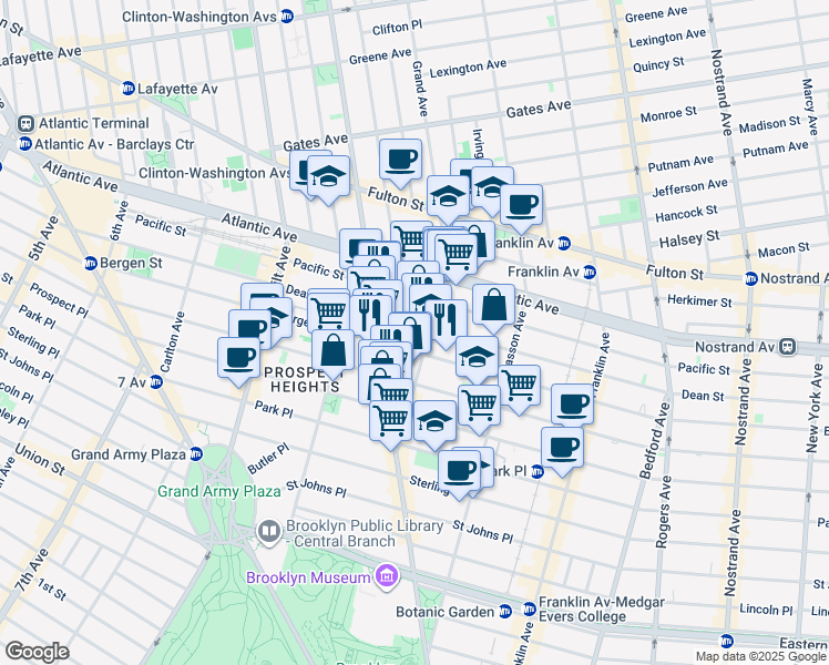 map of restaurants, bars, coffee shops, grocery stores, and more near in Brooklyn