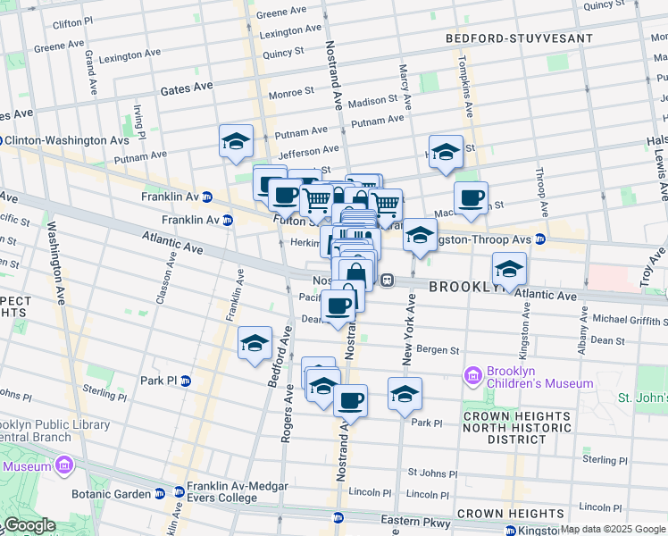 map of restaurants, bars, coffee shops, grocery stores, and more near in Brooklyn