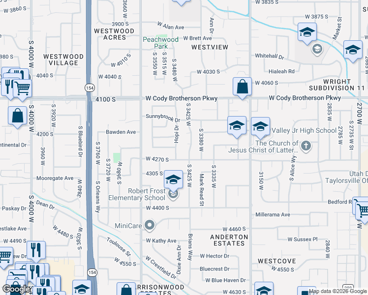 map of restaurants, bars, coffee shops, grocery stores, and more near 4251 Hopi Drive in Salt Lake City