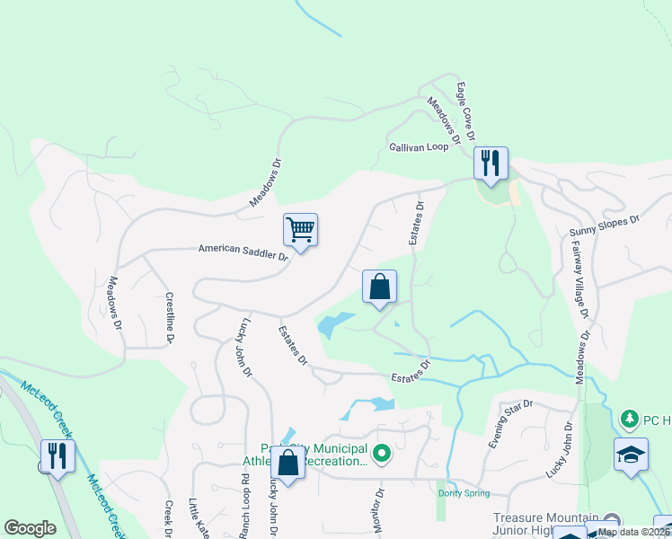 map of restaurants, bars, coffee shops, grocery stores, and more near 2904 American Saddler Drive in Park City