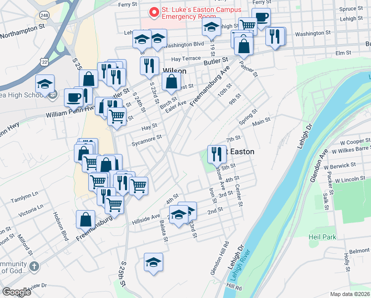 map of restaurants, bars, coffee shops, grocery stores, and more near 701 Sterlingworth Terrace in Easton
