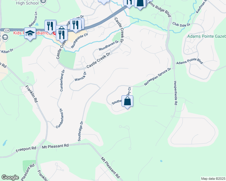map of restaurants, bars, coffee shops, grocery stores, and more near 761 Norwegian Spruce Drive in Mars