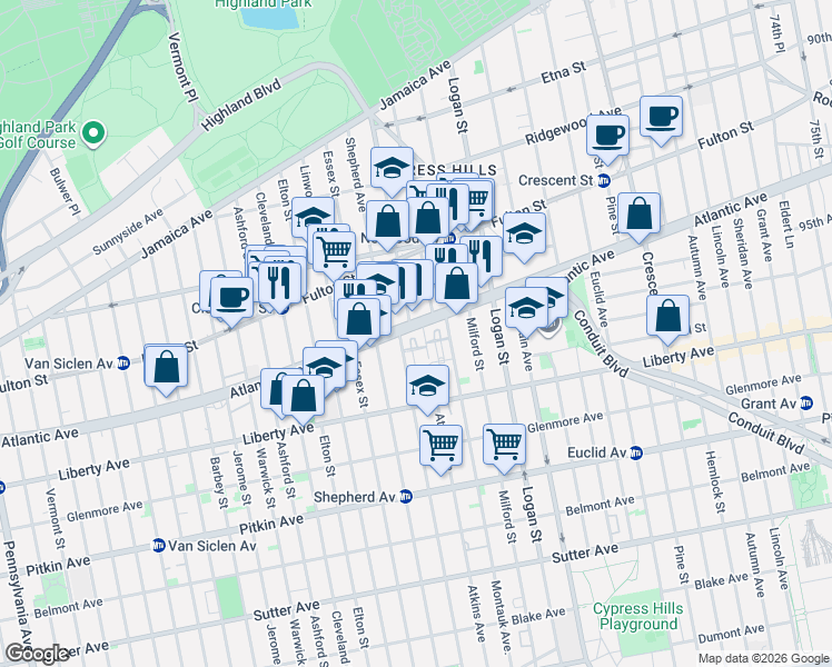 map of restaurants, bars, coffee shops, grocery stores, and more near in Brooklyn