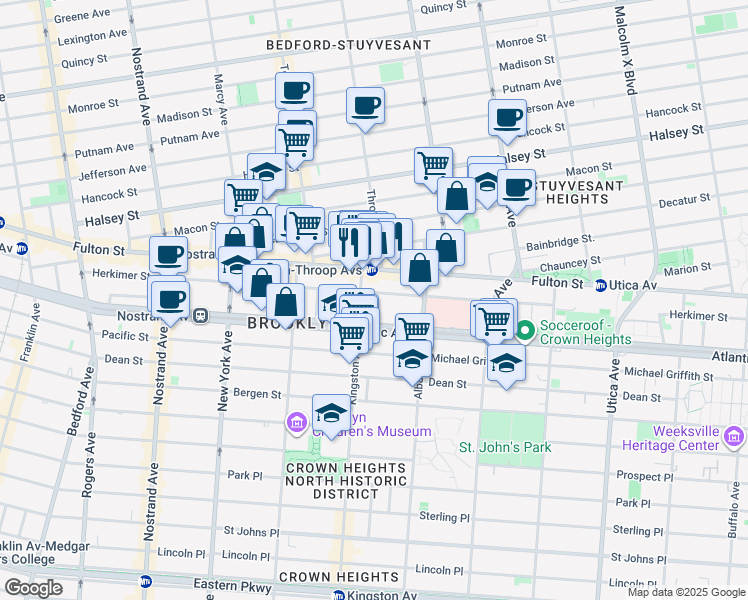 map of restaurants, bars, coffee shops, grocery stores, and more near in Brooklyn